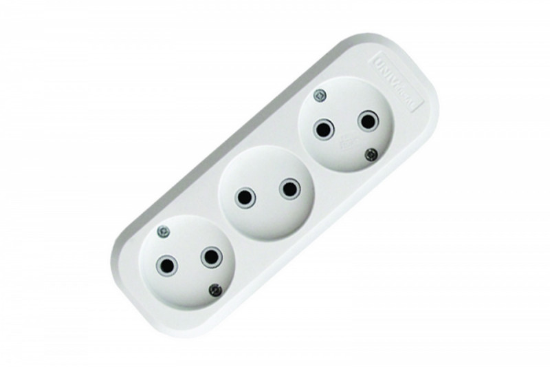 Колодка 3-гнезда б/з AБС пластик еврослот UNIVersal