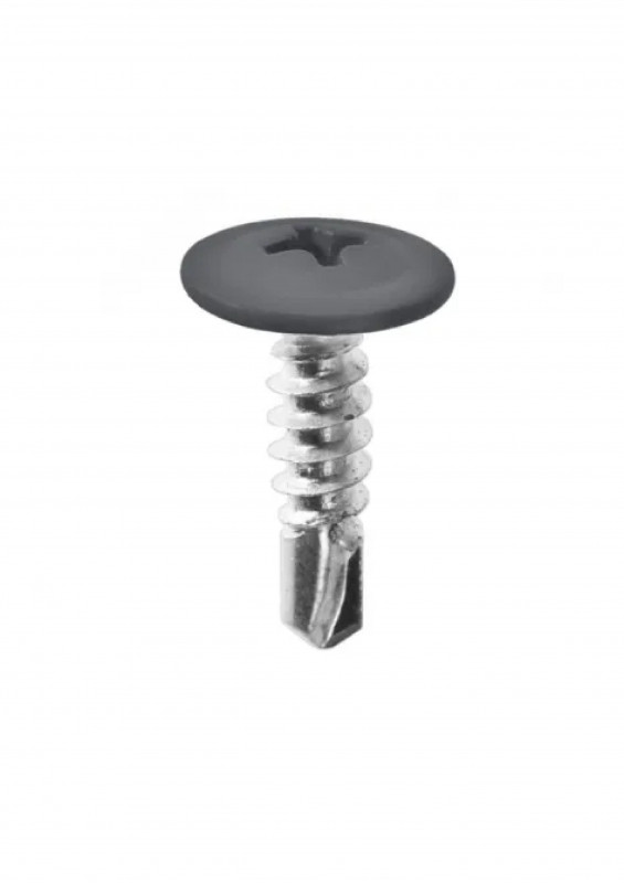 Саморез с пресс-шайбой сверло RAL7024 4,2х19 серый графит