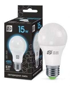 Лампа светодиодная А60 15Вт Е27 LED ASD белая