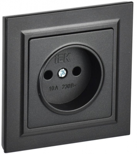 Розетка СП б/з 10А РС10-1-0-БрЧ без шторок черная BRITE IEK