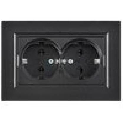 Розетка 2-м СП с/з 16А РС12-3-БрЧ без шторок черная BRITE IEK