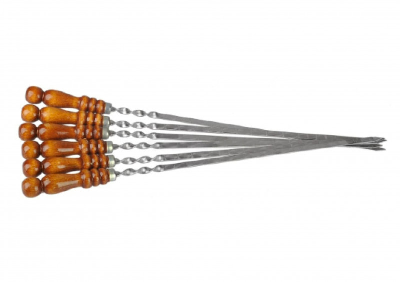 Шампур из нерж. стали 450х12х3 мм. с дер.ручка (заклепка) Узбекистан