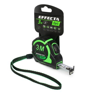 Рулетка магнит,автостоп,лента-2стор шкала - нейлон 3мх16мм, Effecta Fort