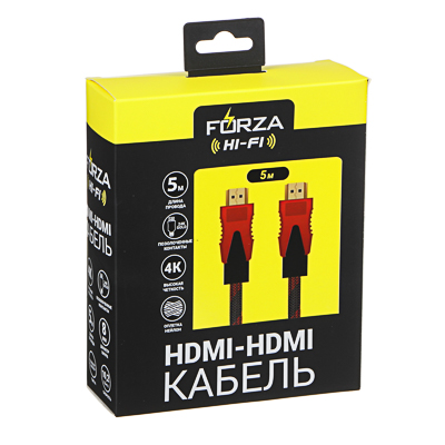 Кабель медь пластик HDMI-HDMI 1,4 10 2гбит/с 5м FORZA