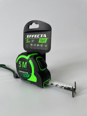 Рулетка магнит,автостоп,лента-2стор шкала - нейлон 5мх19мм, Effecta Fort